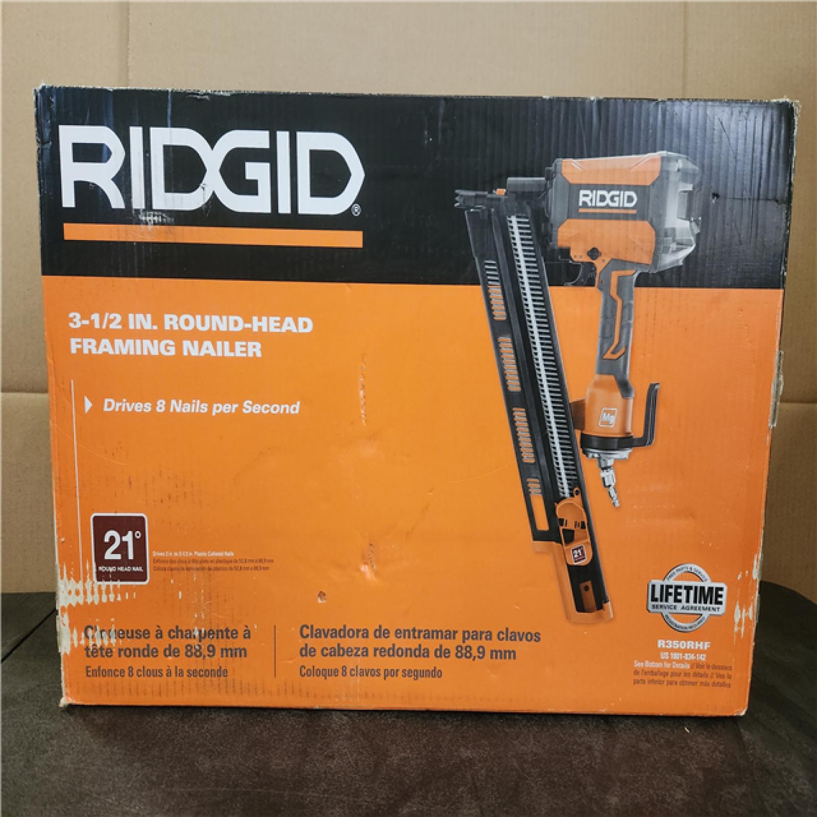 Phoenix LIKE NEW RIDGID Pneumatic 21-Degree 3-1/2 in. Round Head Framing Nailer