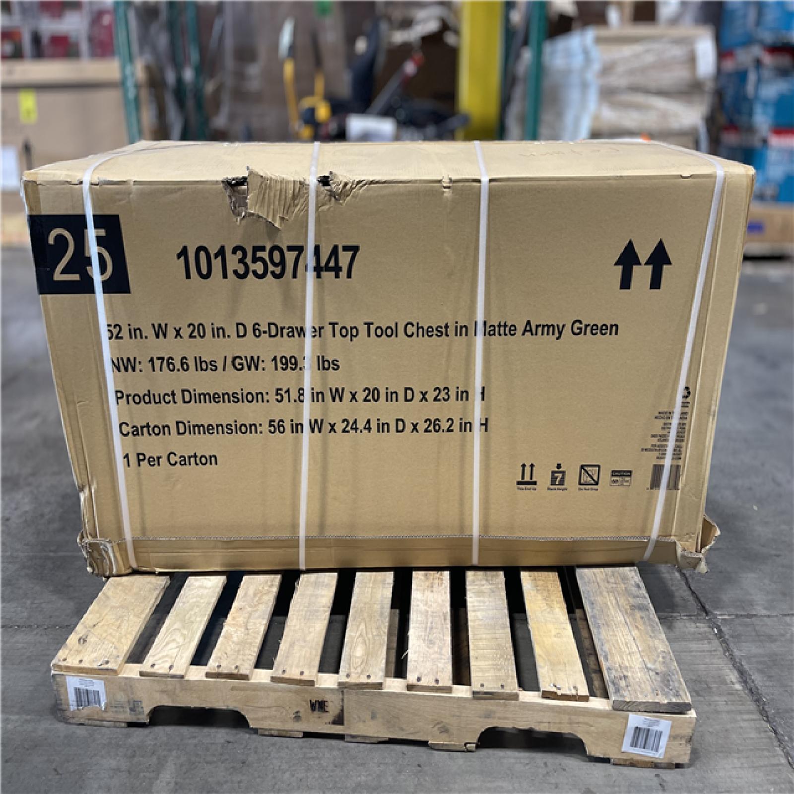 DALLAS LOCATION- Husky Heavy Duty 52 in. W 6-Drawer Matte Army Green Top Tool Chest