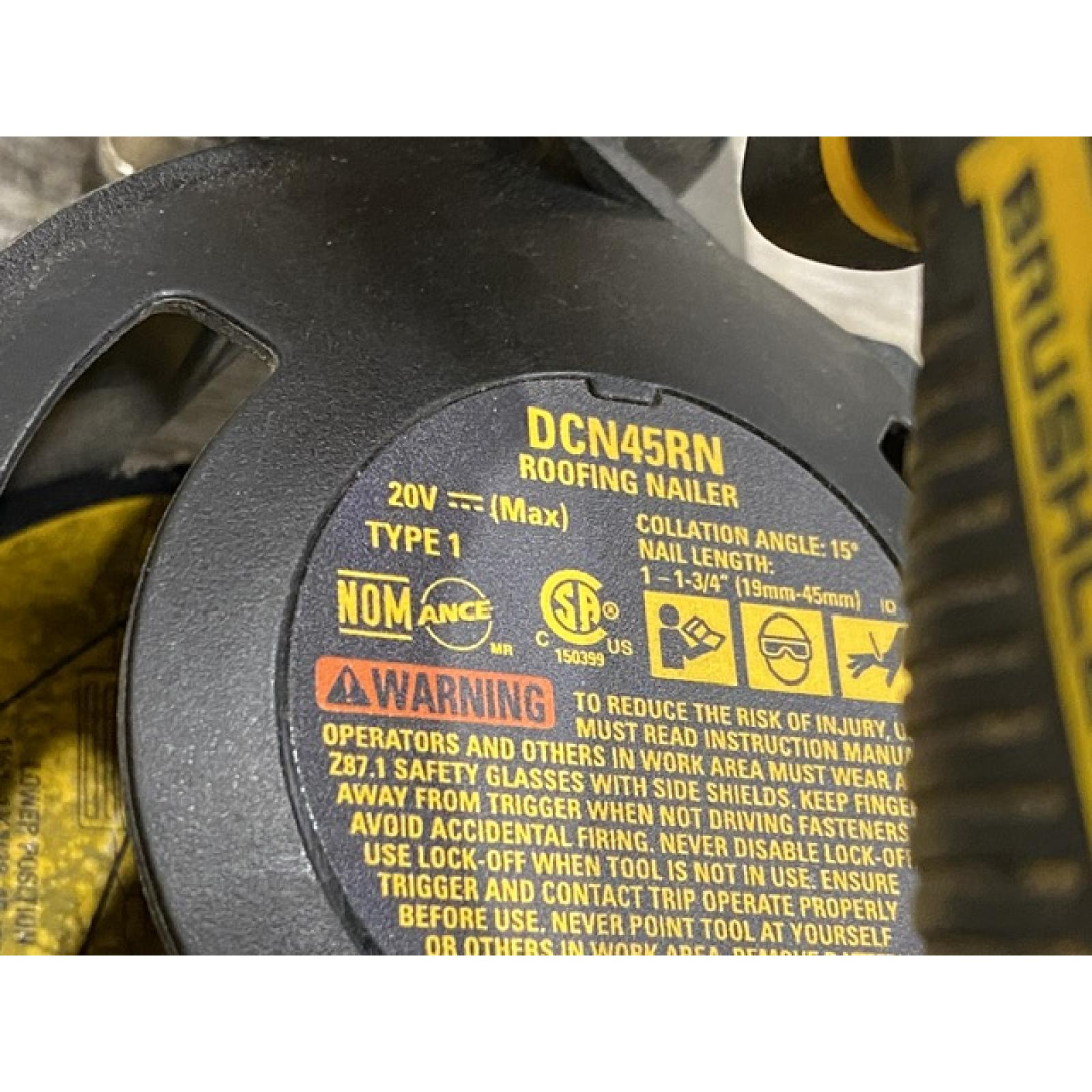 AS-IS DEWALT 20V MAX Lithium-Ion 15-Degree Electric Cordless Roofing Nailer Kit