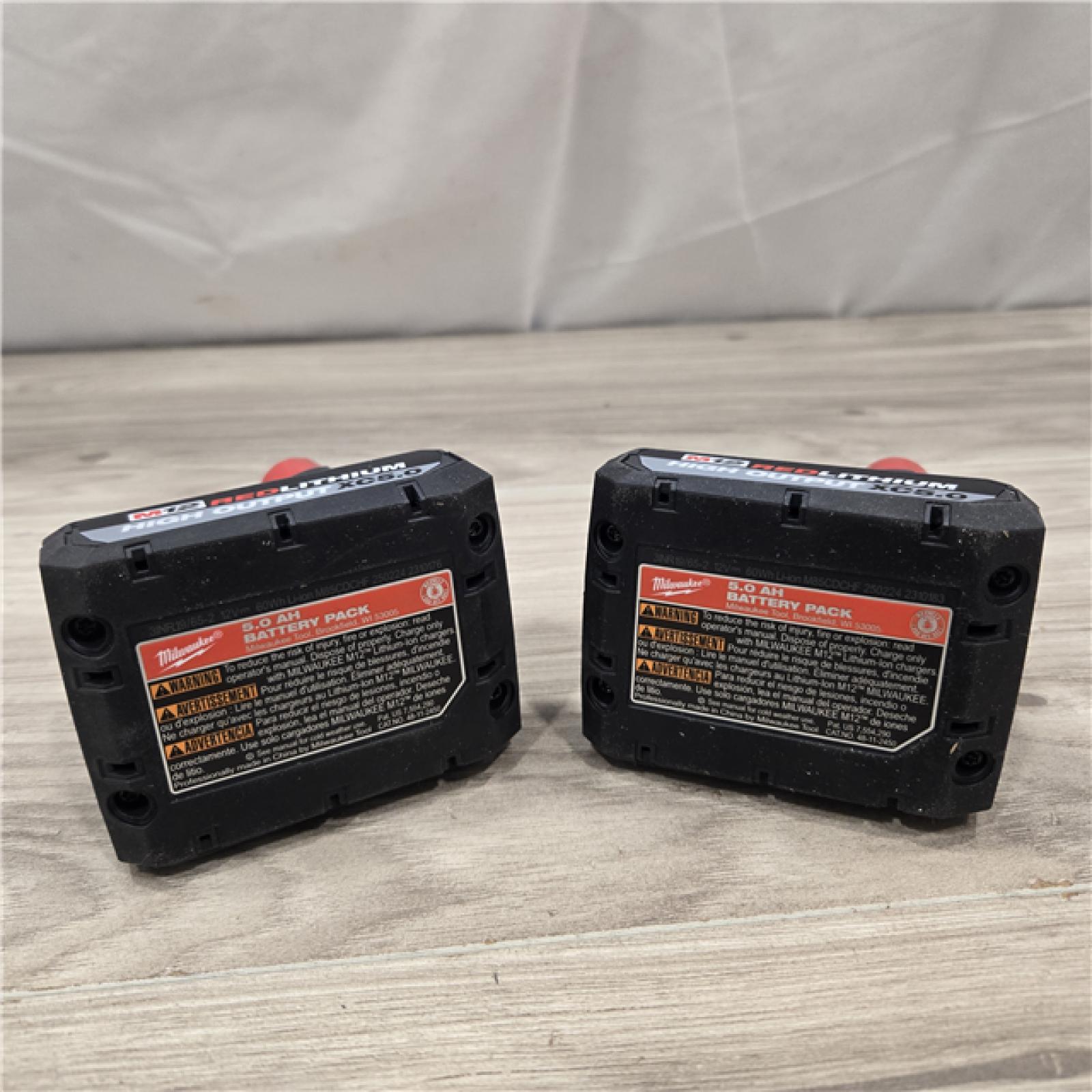 AS-IS Milwaukee M12 12V Lithium-Ion XC High Output 5.0 Ah Battery Pack (2-Pack) Starter Kit