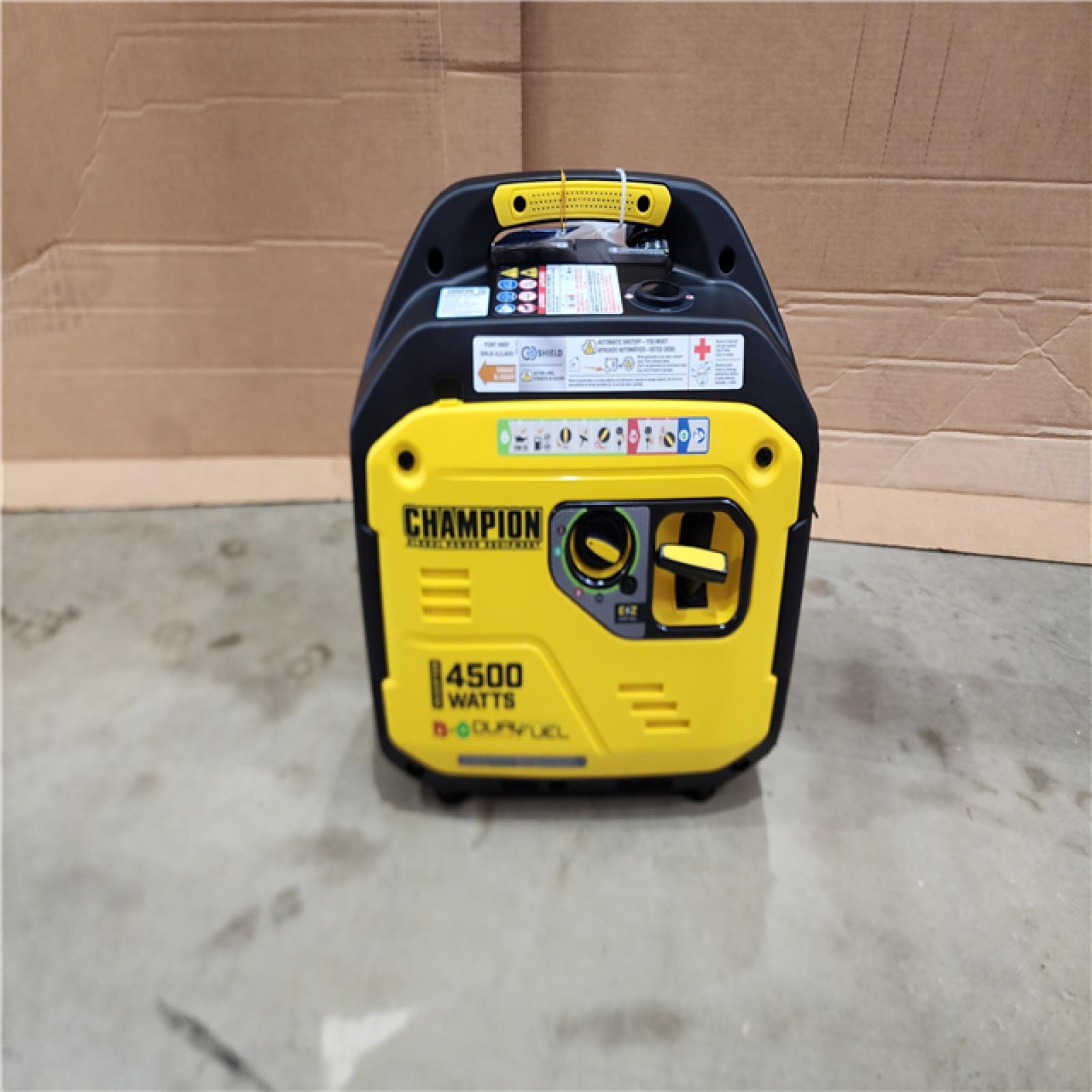 HOUSTON LOCATION - AS - IS CHAMPION 4500/3500-Watt Electric Start Gasoline/Propane Powered Dual Fuel Inverter Generator with Quiet Technology and CO Shield