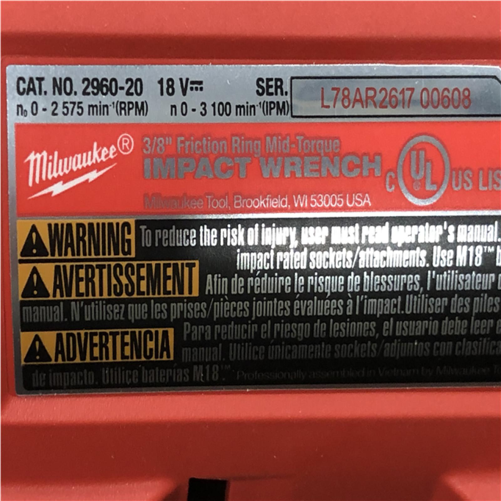 AS-IS Milwaukee FUEL GEN-2 18V Lithium-Ion Mid Torque Brushless Cordless 3/8 in. Impact Wrench with Friction Ring (Tool-Only)