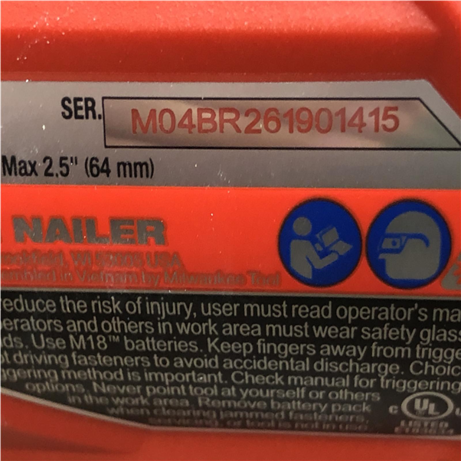 AS-IS  Milwaukee FUEL 18-Volt Lithium-Ion Brushless Cordless Gen II 16-Gauge Angled Finish Nailer (Tool-Only)