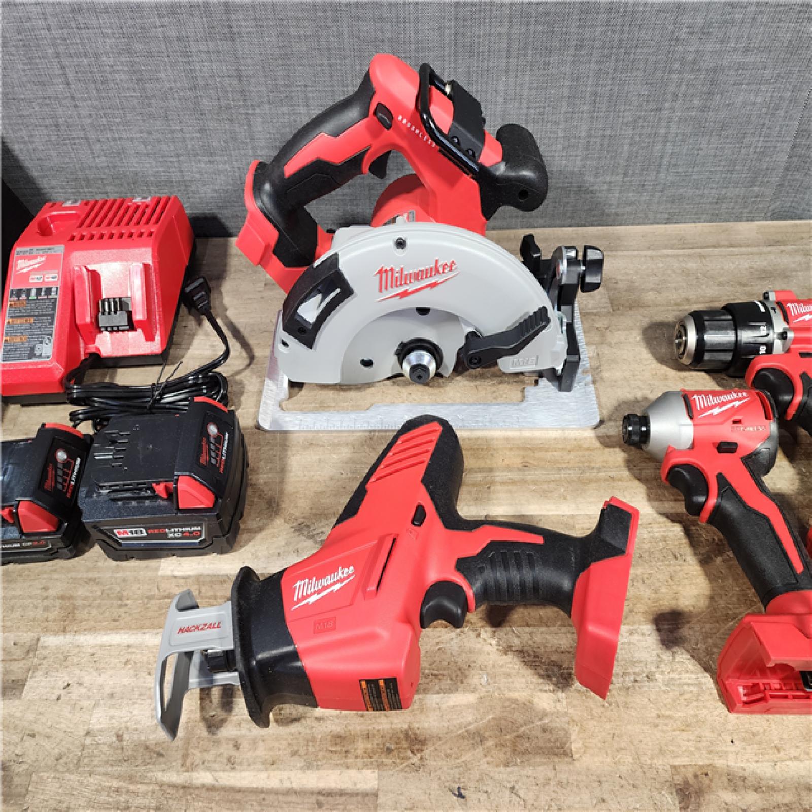 HOUSTON LOCATION - AS-IS Milwaukee M18 Cordless Brushless 4 Tool Combo Kit