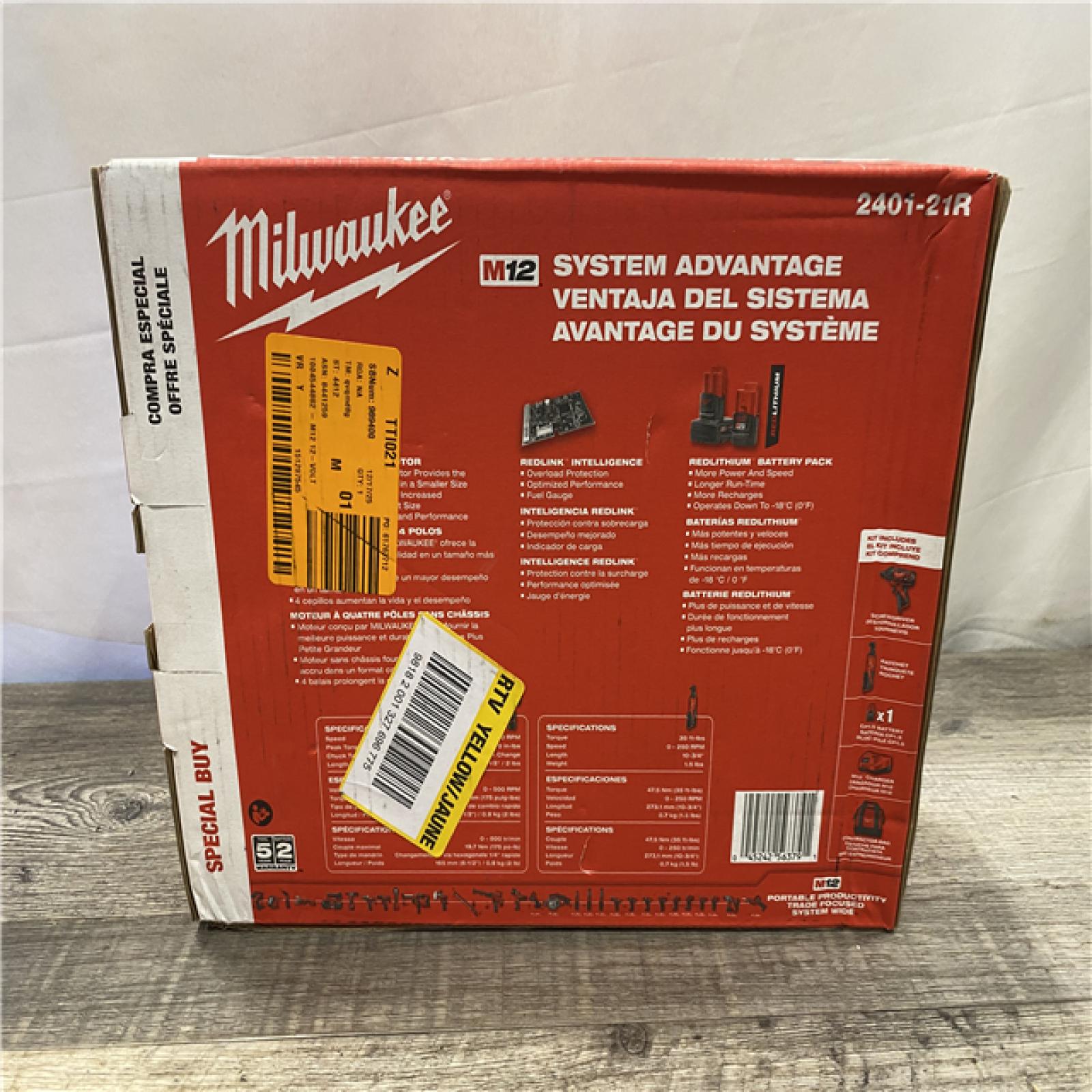 NEW -  Milwaukee 12V Lithium-Ion Cordless 3/8 in. Ratchet and Screwdriver Combo Kit