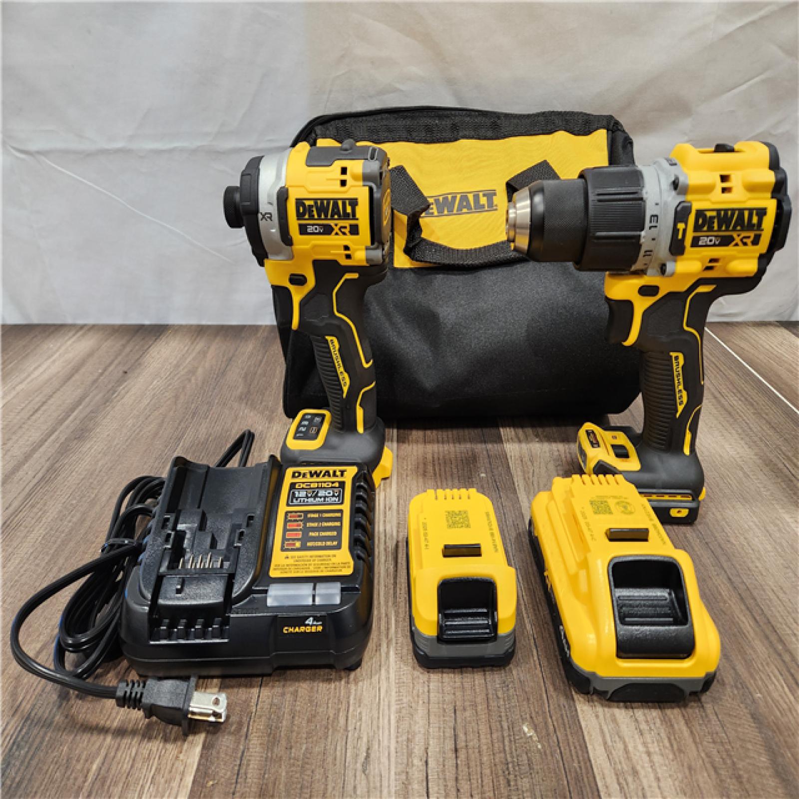 AS-IS- DeWalt 20V XR Lithium-Ion Cordless 2-Tool Combo Kit with 4.0 Ah and 1.7 Ah Batteries and Charger