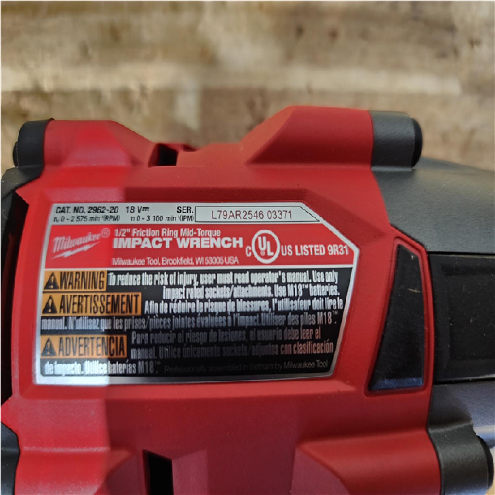 Houston Location AS-IS Milwaukee FUEL Gen-2 18V Lithium-Ion Brushless Cordless Mid Torque 1/2 in. Impact Wrench w/Friction Ring (Tool-Only)