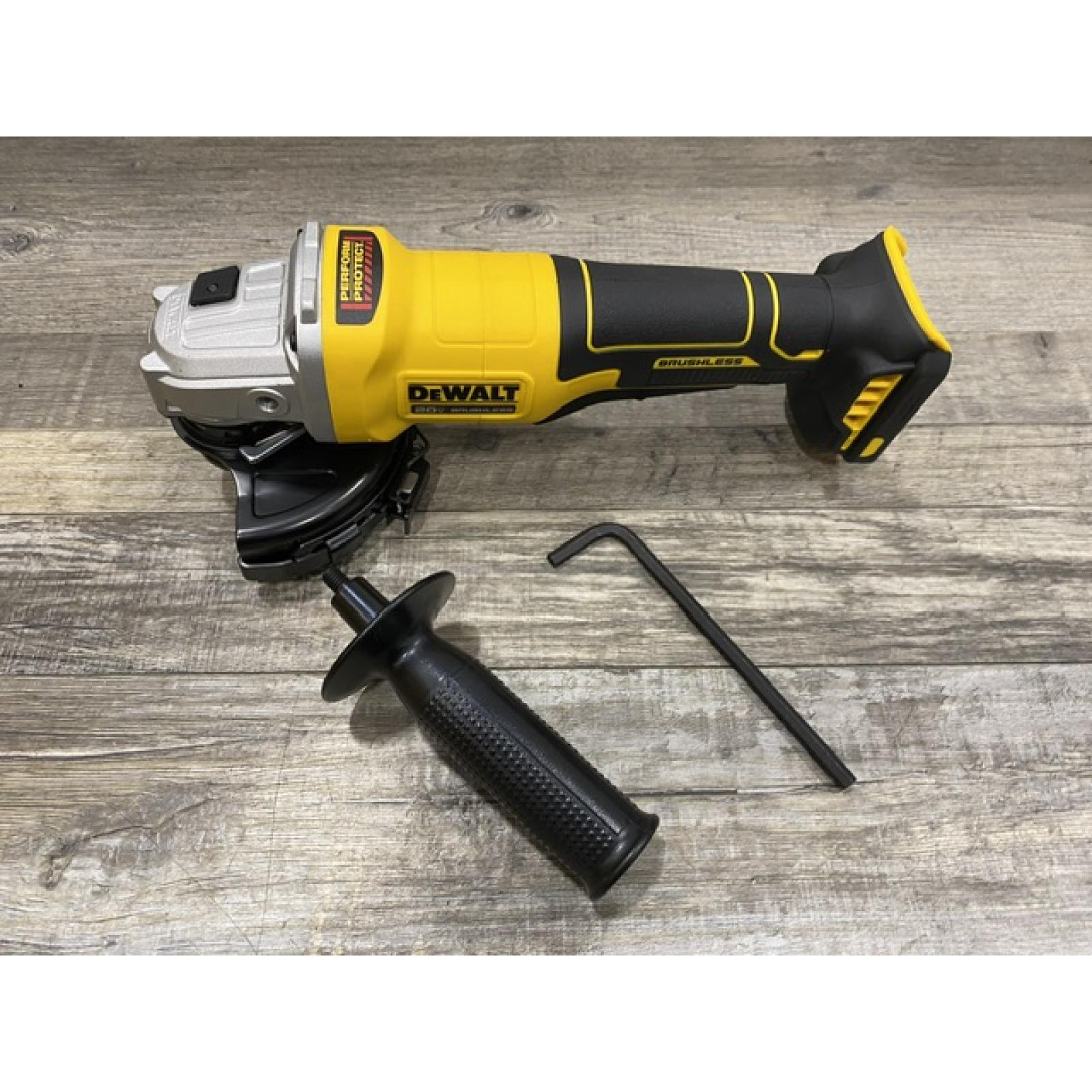 AS-IS DEWALT 20V MAX Cordless Brushless 4-1/2 in. Angle Grinder with Paddle Switch (Tool Only)