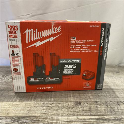 NEW - Milwaukee 12V Lithium-Ion XC High Output 5.0 Ah Battery Pack (2-Pack) Starter Kit with Charger