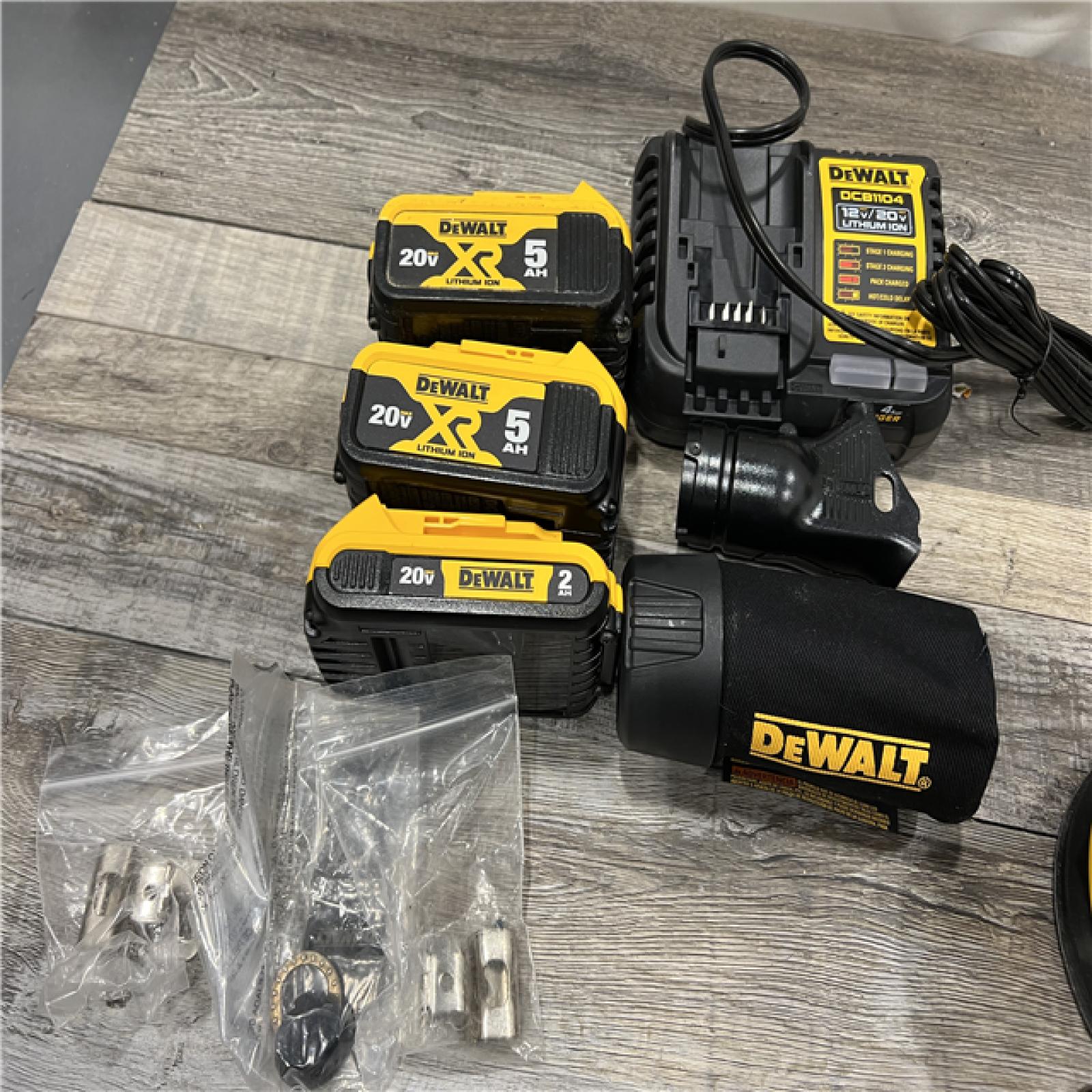AS-IS DEWALT 20V MAX Lithium-Ion Cordless 7-Tool Combo Kit with 2.0 Ah Battery, (2) 5.0 Ah Batteries and Charger