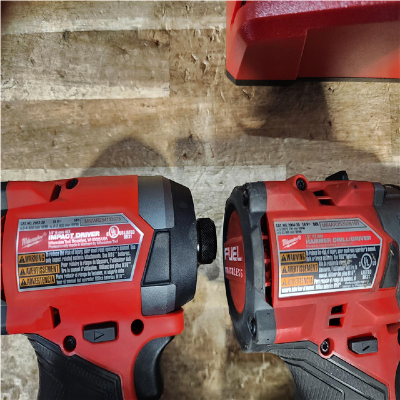 Houston Location AS-IS  Milwaukee FUEL 18V Lithium-Ion Brushless Cordless Hammer Drill and Impact Driver Combo Kit