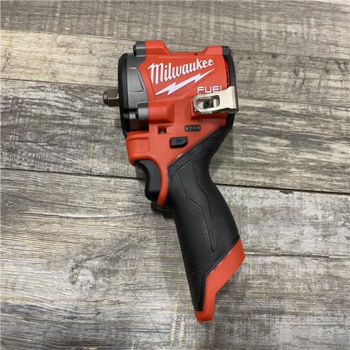 AS-IS Milwaukee FUEL 12V Lithium-Ion Brushless Cordless Stubby 3/8 in. Impact Wrench (Tool-Only)