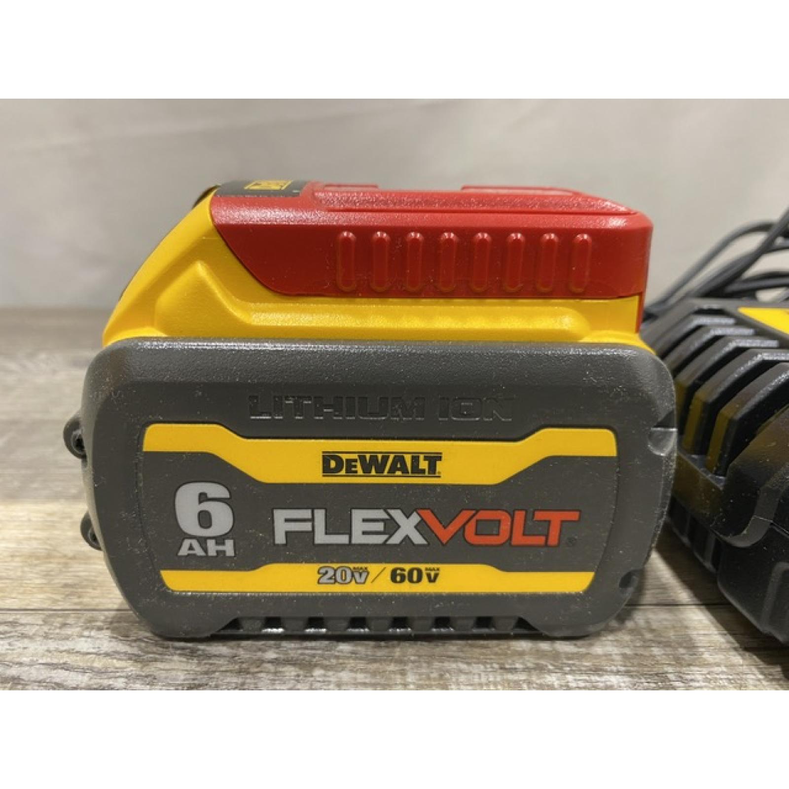 AS-IS DEWALT FLEXVOLT 20V/60V MAX Lithium-Ion 6.0Ah Battery Pack with 6 Amp Output Charger