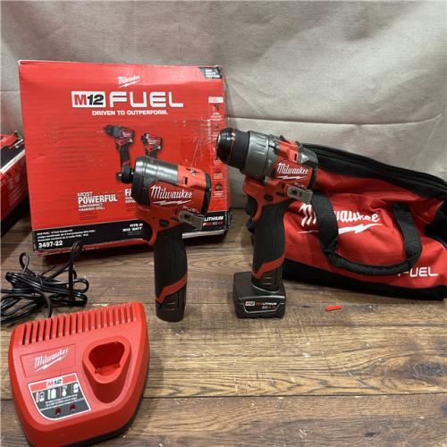 AS-IS Milwaukee 3497-22 12V Brushless Hammer Drill and Impact Driver Combo Kit