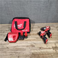 HOUSTON LOCATION - AS-IS Milwaukee FUEL 12-Volt Lithium-Ion Brushless Cordless Hammer Drill and Impact Driver Combo Kit