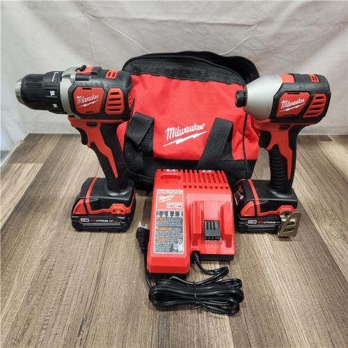AS-IS- Milwaukee 18V Cordless Brushed 2-Tool Drill/Driver and Impact Driver Kit
