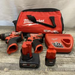 AS-IS Milwaukee FUEL 12-Volt Lithium-Ion Brushless Cordless Hammer Drill and Impact Driver Combo Kit