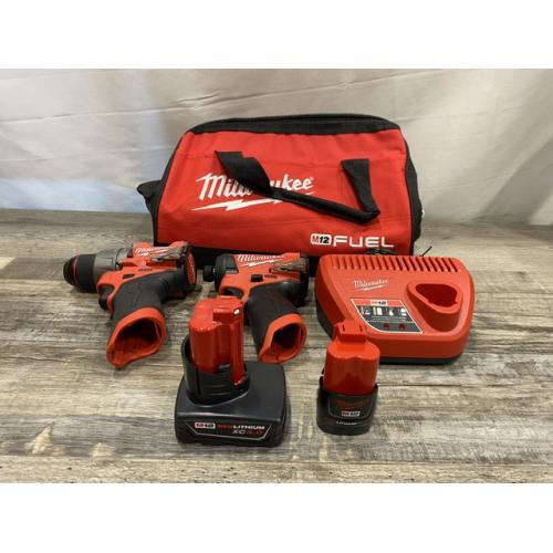 AS-IS Milwaukee FUEL 12-Volt Lithium-Ion Brushless Cordless Hammer Drill and Impact Driver Combo Kit