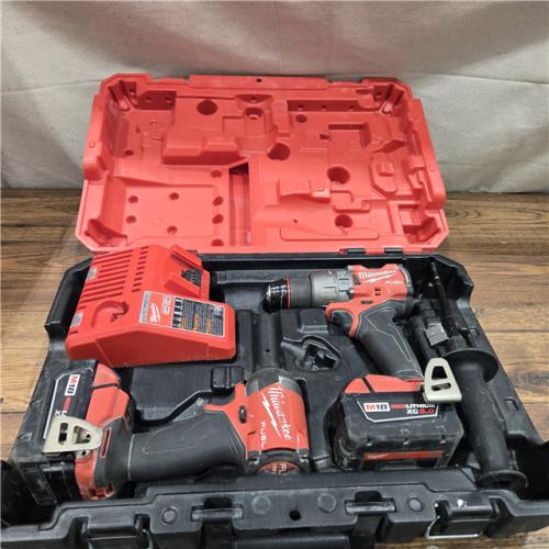 AS-IS MILWAUKEE M18 FUEL 18V Lithium-Ion Brushless Cordless Hammer Drill and Impact Driver Combo Kit (2-Tool) with 2 Batteries