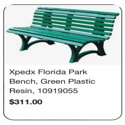 DALLAS LOCATION - NEW! Xpedx FLORIDA PARK BENCH  GREEN PLASTIC RESIN PALLET- (1 UNIT)