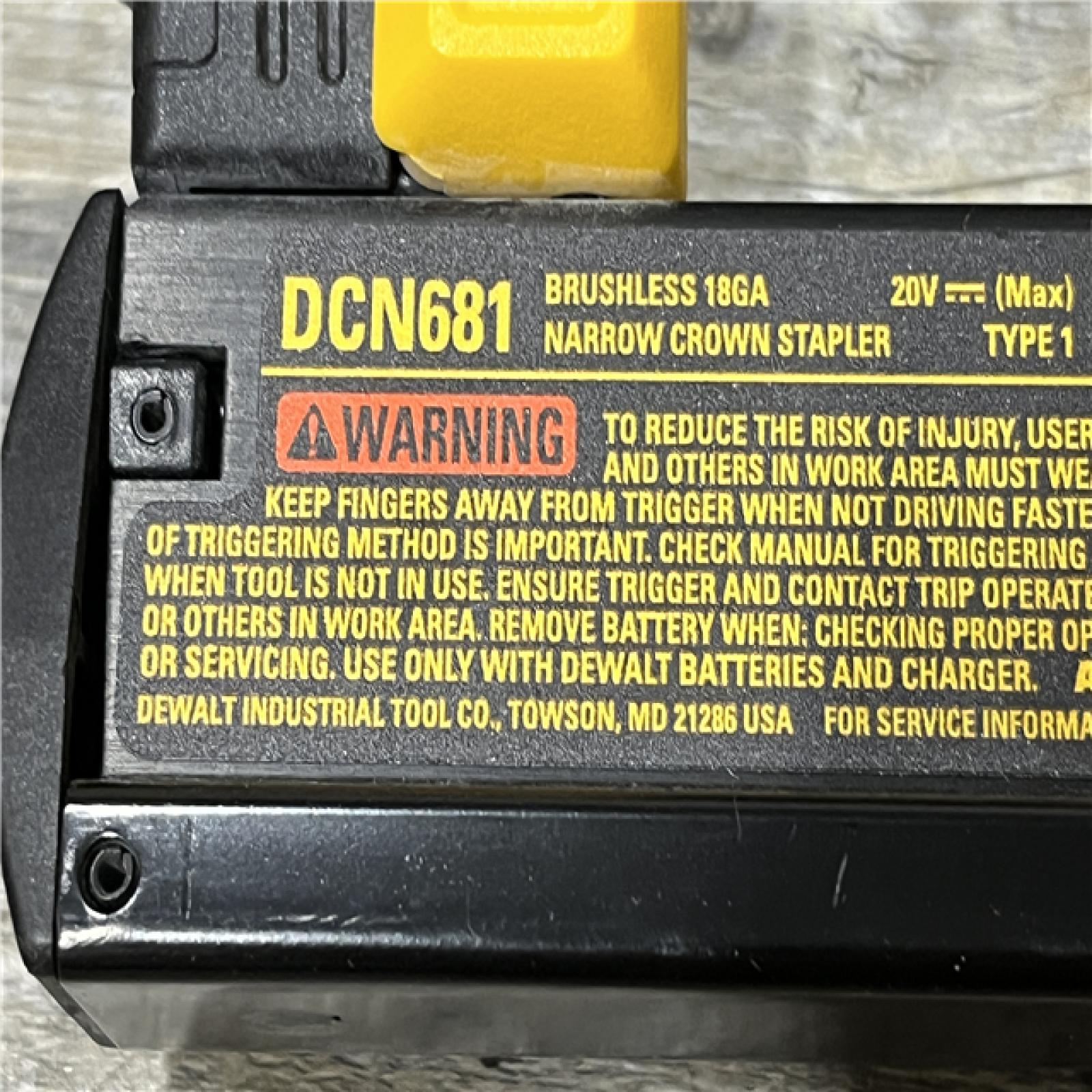 AS-IS DEWALT 20V MAX XR Lithium-Ion Cordless 18-Gauge Narrow Crown Stapler Kit