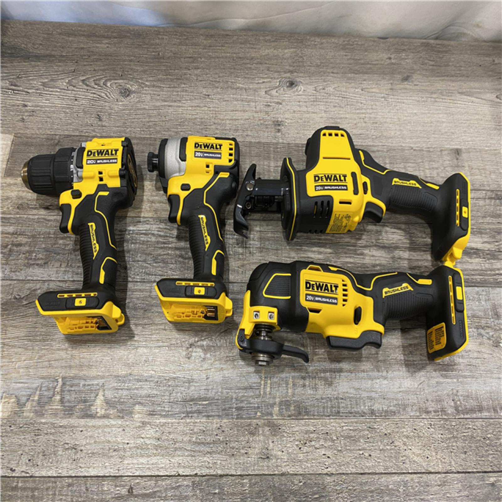 AS-IS DEWALT ATOMIC 20-Volt Lithium-Ion Cordless Brushless (4-Tool) Combo Kit