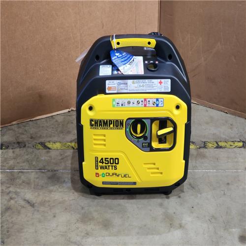 HOUSTON LOCATION - AS-IS CHAMPION 4500/3500-Watt Electric Start Gasoline/Propane Powered Dual Fuel Inverter Generator with Quiet Technology and CO Shield