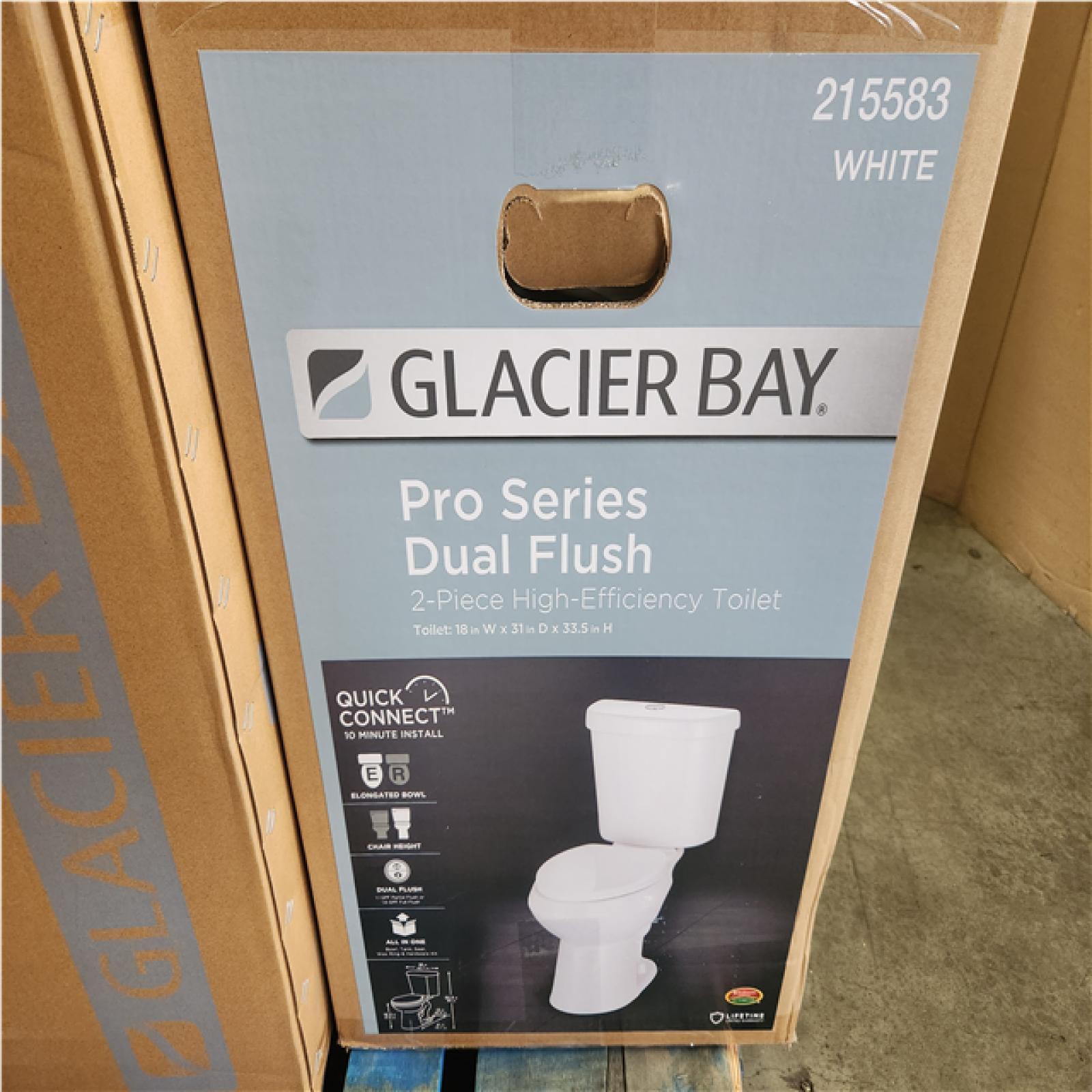 Phoenix NEW Glacier Bay 12 in. Rough In 2-Piece 1.0 GPF/1.28 GPF Dual Flush Elongated Toilet in White, Seat Included Pallet of 4