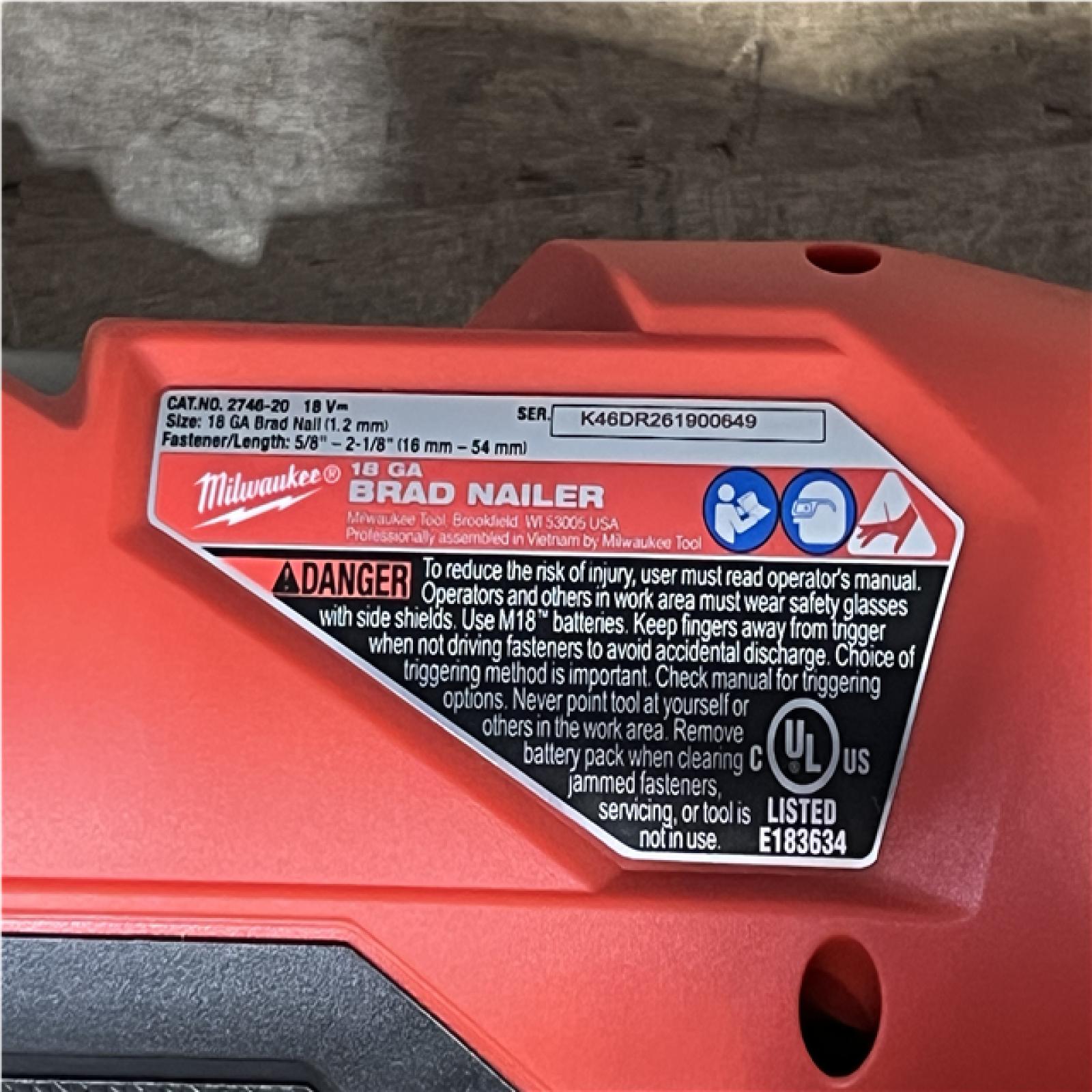 Houston Location AS-IS Milwaukee FUEL 18-Volt Lithium-Ion Brushless Cordless Gen II 18-Gauge Brad Nailer (Tool-Only)