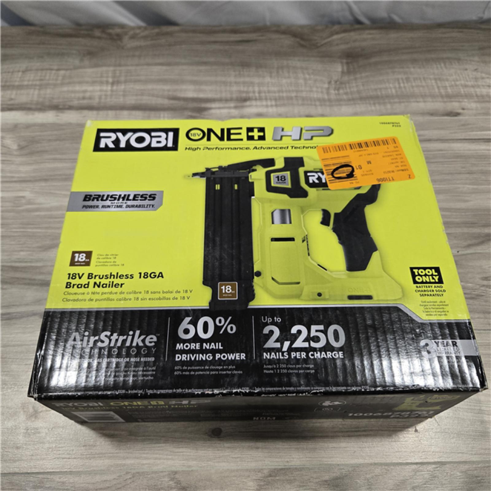 NEW! - RYOBI ONE+ HP 18V 18-Gauge Cordless Brad Nailer (Tool Only)