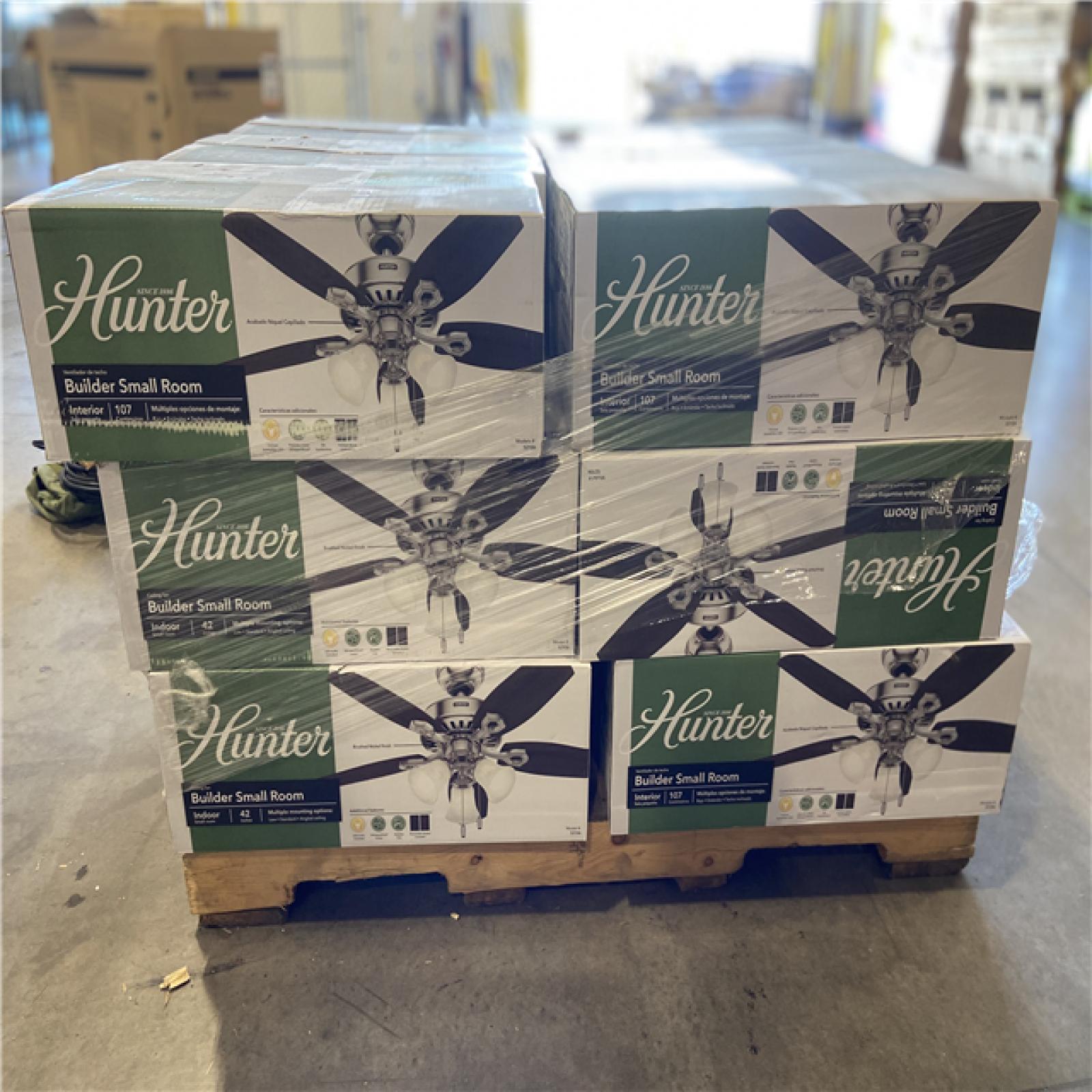 DALLAS LOCATION - Hunter 42 in. Indoor Brushed Nickel Builder Small Room Ceiling Fan with Light Kit - (18 UNITS)