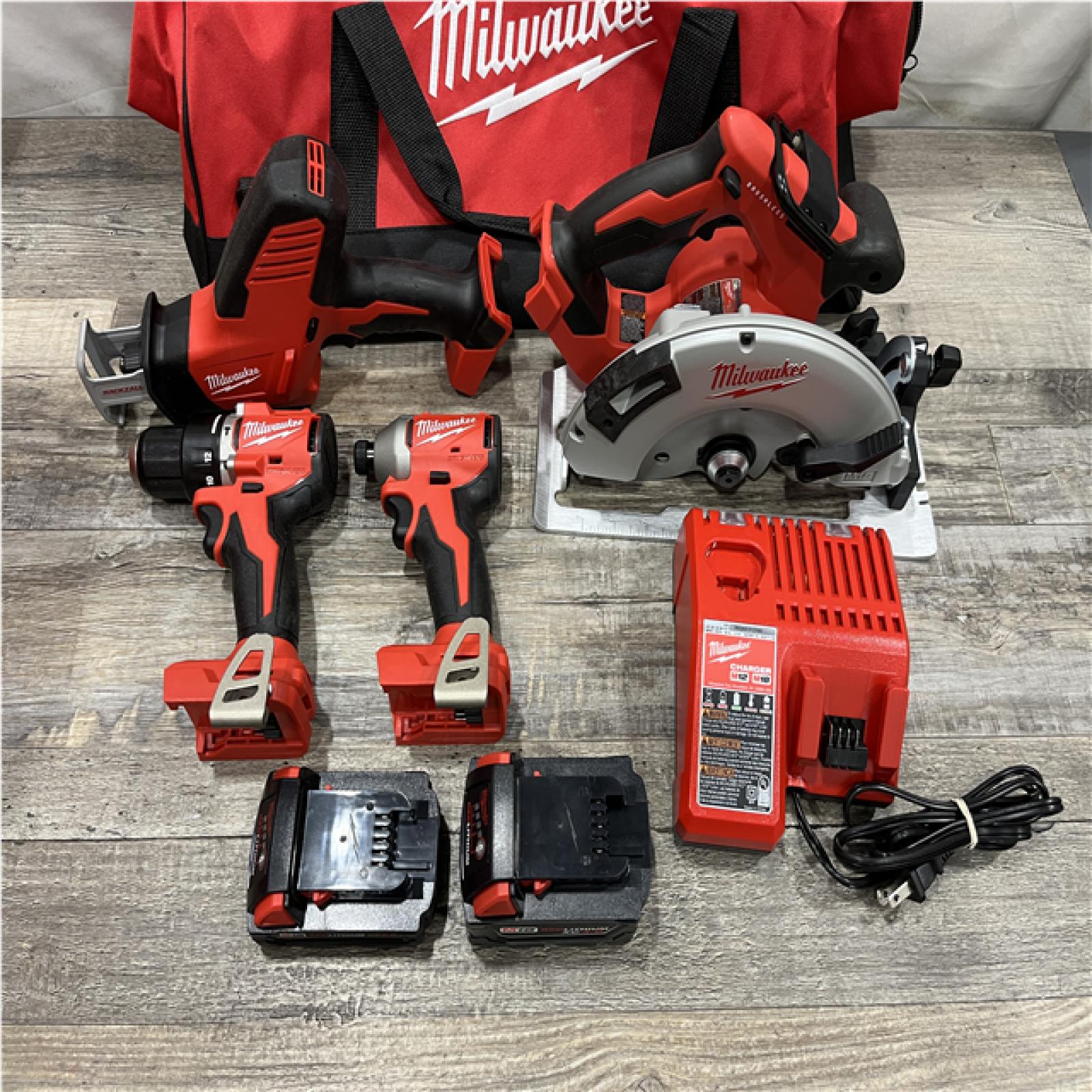 AS-IS Milwaukee 18-Volt Lithium-Ion Brushless Cordless (4-Tool) Combo Kit