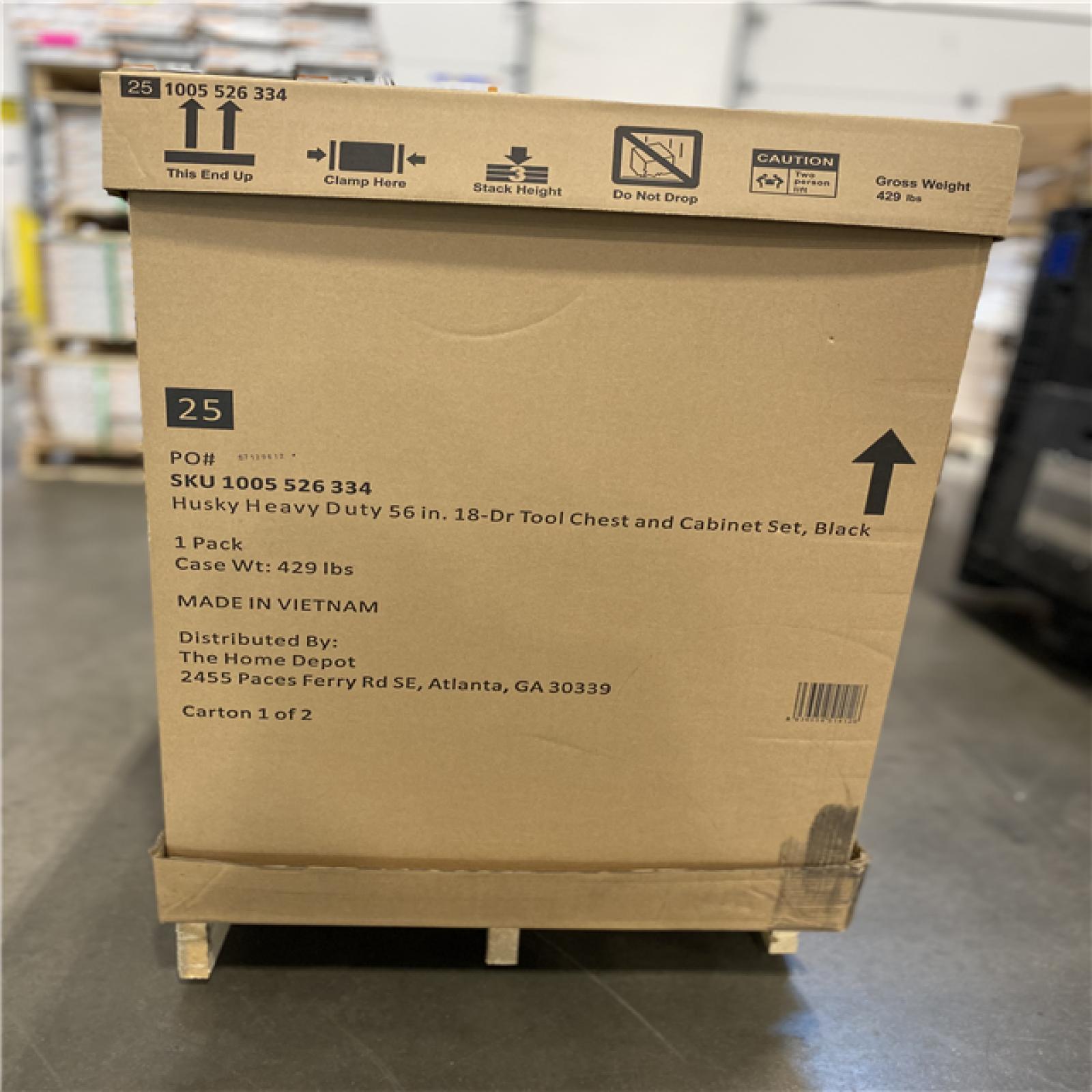 DALLAS LOCATION - Husky 56 in. W x 22 in. D Heavy Duty 23-Drawer Combination Rolling Tool Chest and Top Tool Cabinet in Matte Black (Bottom Piece Only)