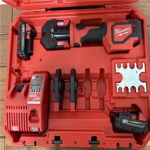 California AS-IS Milwaukee M18 Short Throw Press Tool Kit with Pex Crimp Jaws  Includes (2) Batteries  Charger and Hard Case
