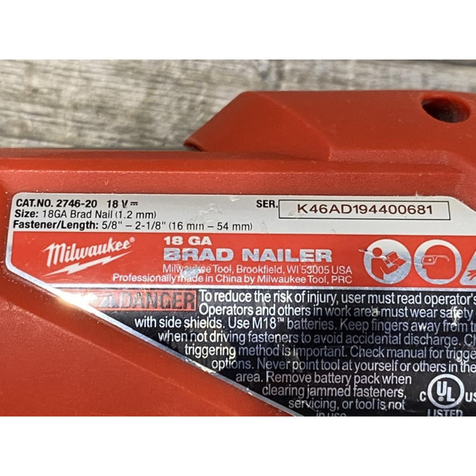 AS-IS Milwaukee FUEL 18-Volt Lithium-Ion Brushless Cordless Gen II 18-Gauge Brad Nailer (Tool-Only)