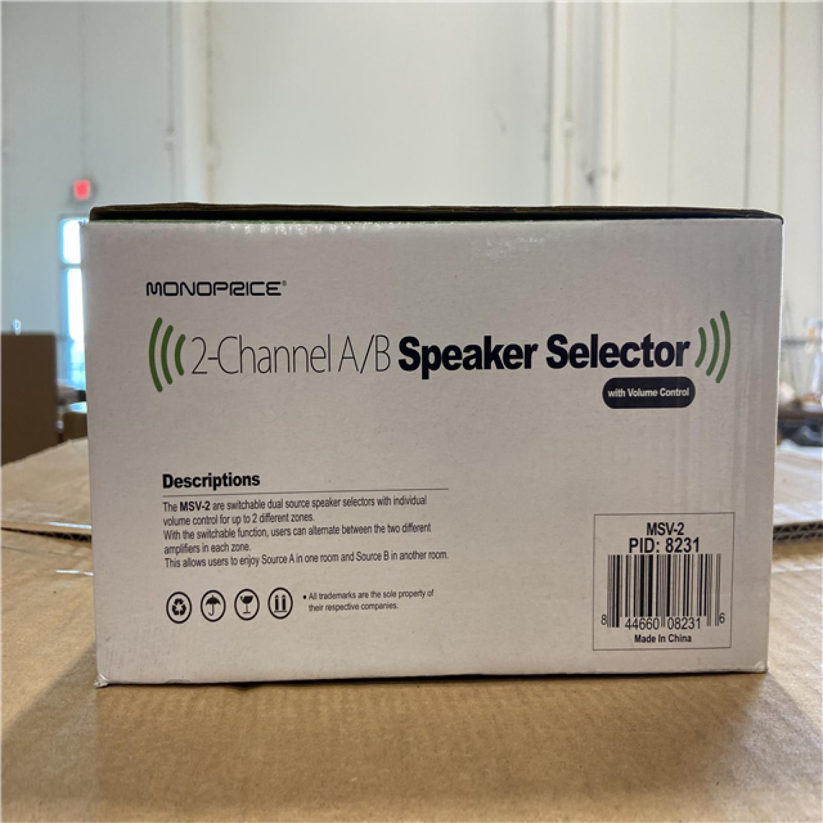 NEW! - Monoprice Dual Source 2-Channel A/B Speaker Selector With Volume Control, Up To 100 Watts Per Channel