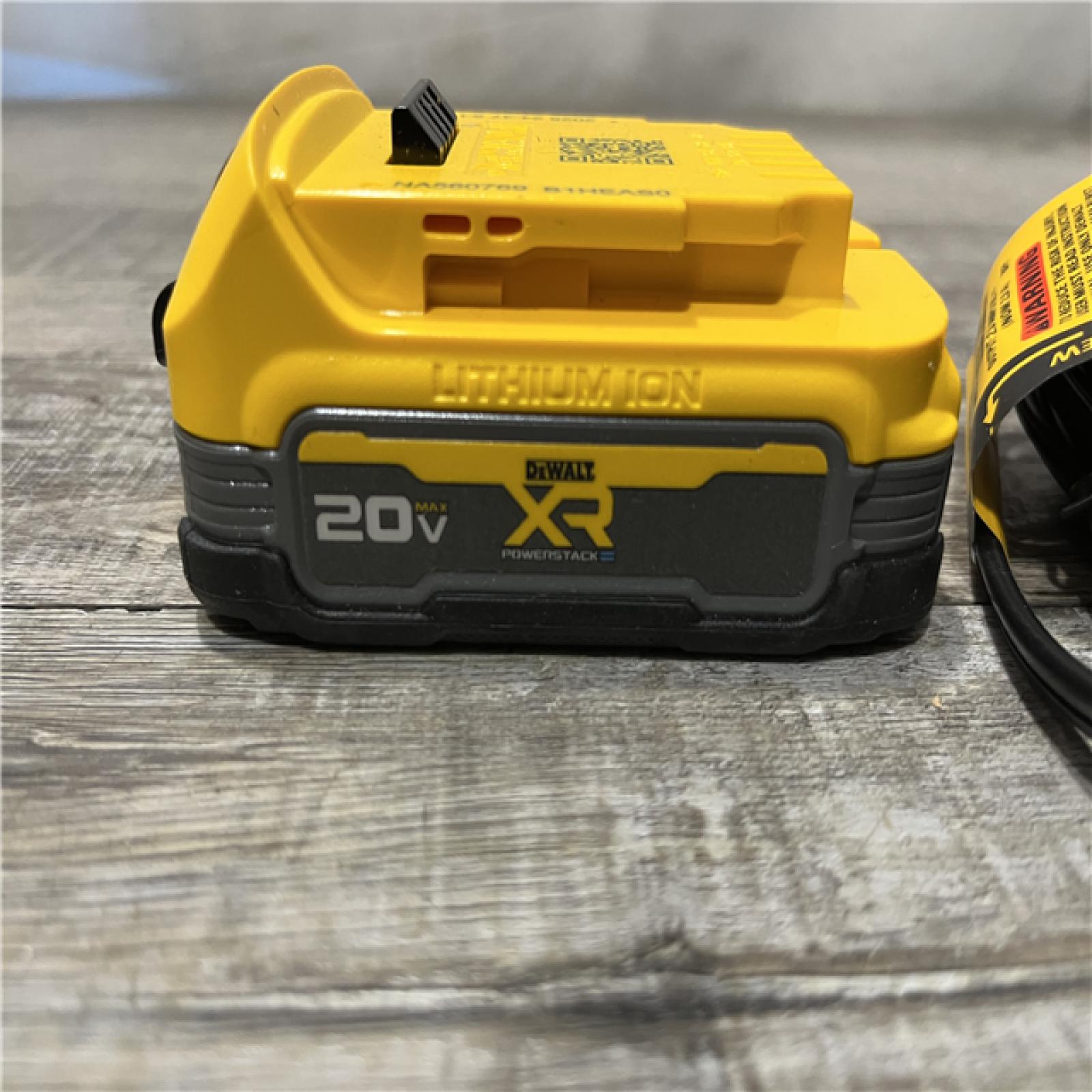 AS-IS DEWALT 20V MAX XR POWERSTACK Lithium-Ion Battery Starter Kit with 1.7Ah Battery and Charger