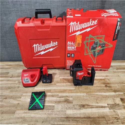 HOUSTON LOCATION - AS-IS (APPEARS LIKE NEW) Milwaukee 12-Volt Lithium-Ion Cordless Green 250 ft. 3-Plane Laser Level Kit