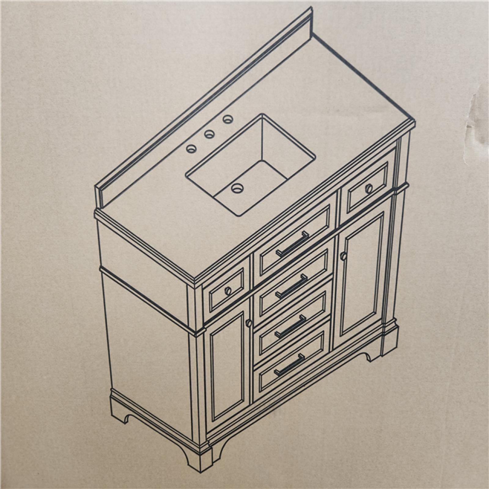 Phoenix NEW Home Decorators Collection Melpark 48 in. Single Sink Antique Oak Bath Vanity with White Engineered Marble Top (Assembled)
