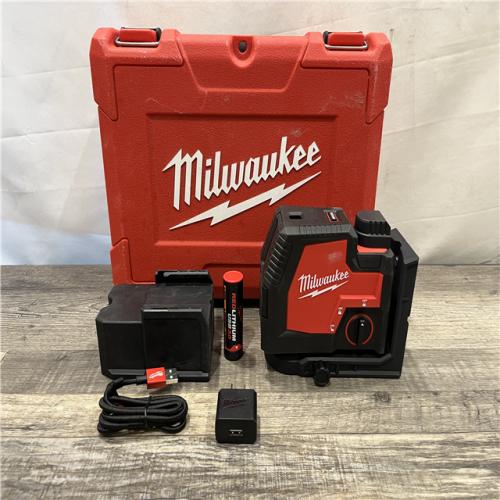 AS-IS Milwaukee 100 ft. REDLITHIUM Lithium-Ion USB Green Rechargeable Cross Line Laser Level with Charger