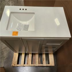 Phoenix LIKE NEW Glacier Bay Bannister 43 in. Single Sink Pearl Gray Freestanding Bath Vanity with Granite-Look Colorpoint White Cultured Marble Top