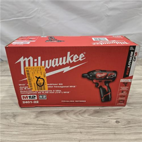 NEW! - Milwaukee 2401-22 - M12 12V Cordless Screwdriver Kit