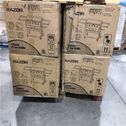 DALLAS LOCATION - Razor 37 in. 4-Burner Portable Propane Gas Griddle Flat Top Grill in Black with Foldable Shelves and Cover PALLET-(4 UNITS)