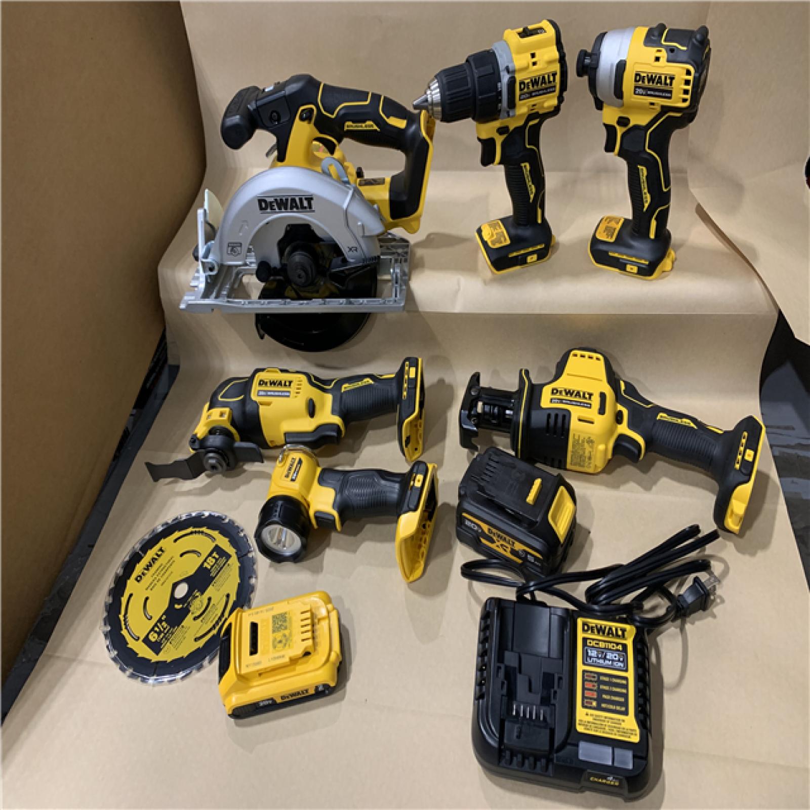 AS-IS DEWALT 20-Volt MAX Lithium-Ion Cordless Tool Combo Kit with 2.0 Ah Battery, 5.0 Ah Battery and Charger