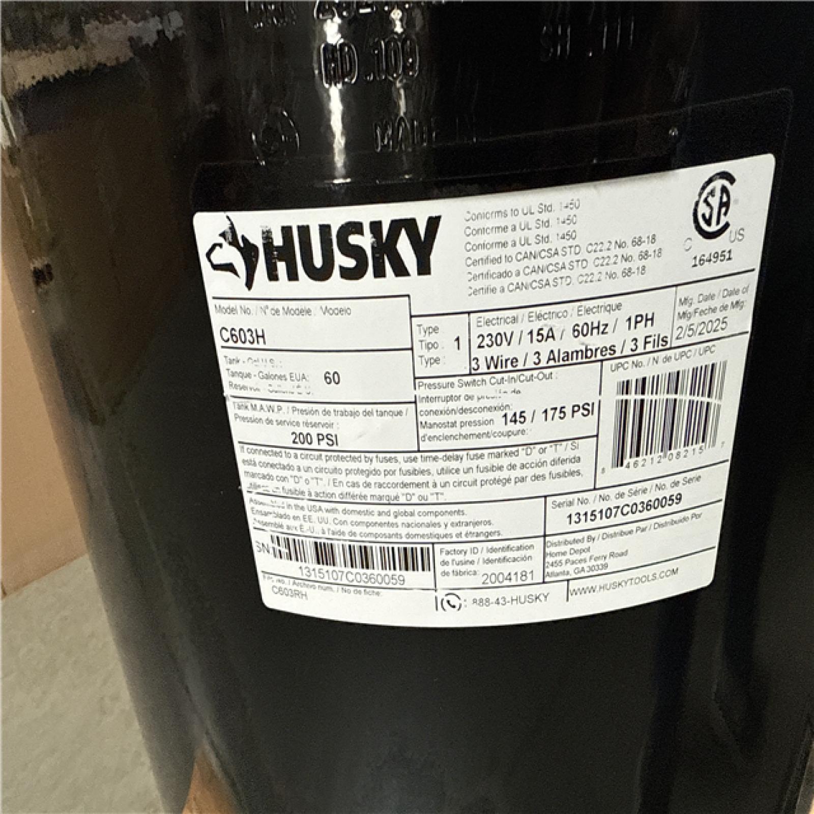 California AS-IS Husky 60 Gallon Air Compressor