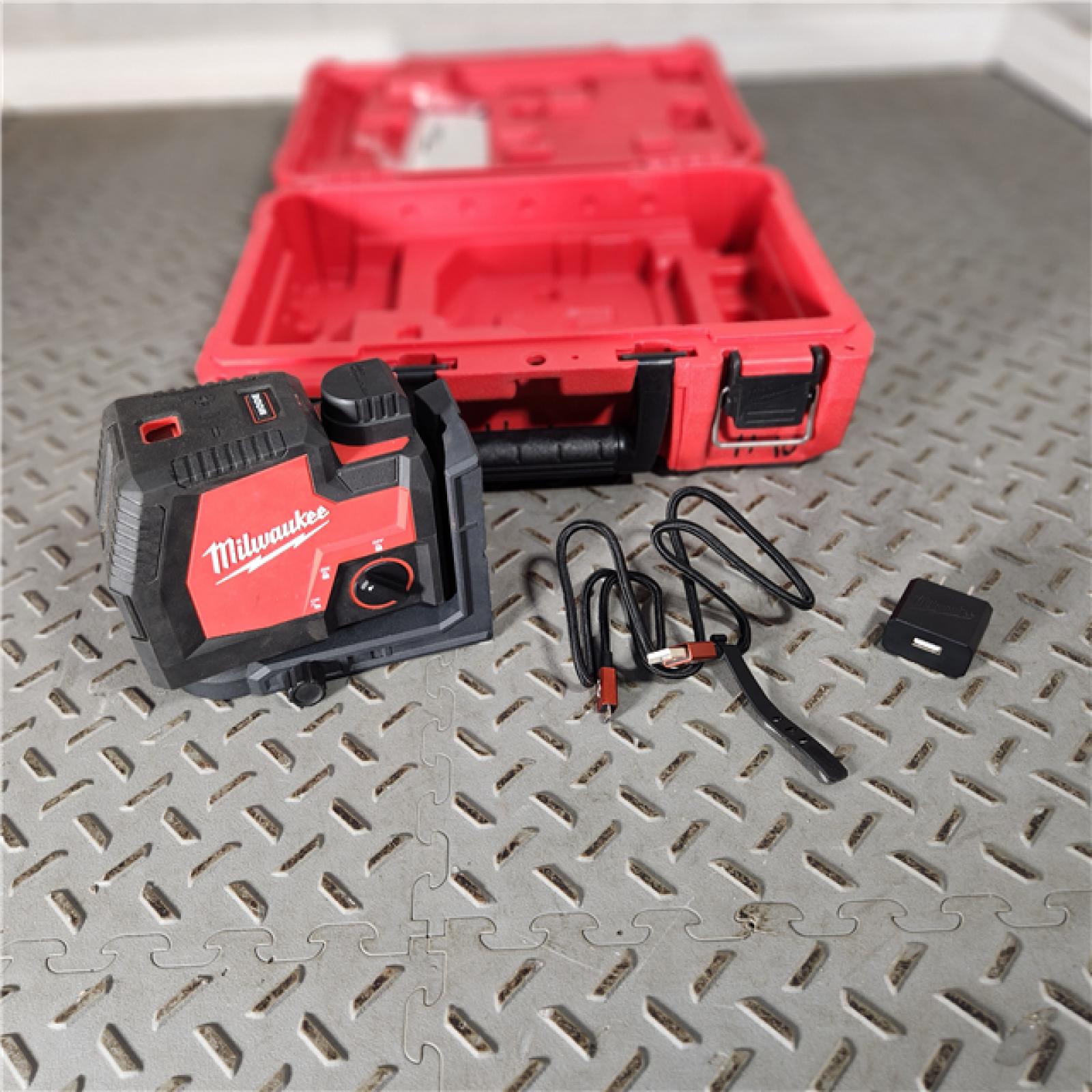 Houston Location - As-IS Milwaukee 3521-21 4V Lithium-Ion Cordless USB Rechargeable Green Beam Cross Line Laser
