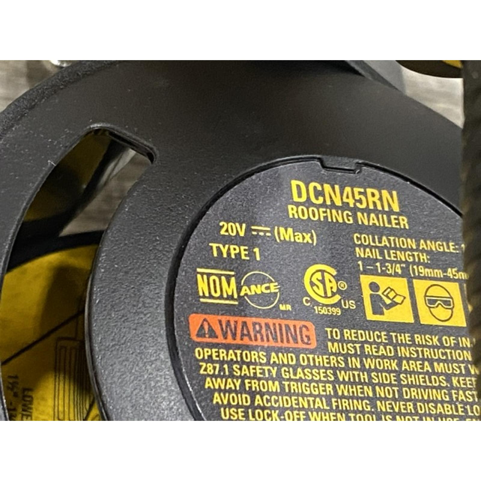 AS-IS DEWALT 20V MAX Lithium-Ion 15-Degree Electric Cordless Roofing Nailer Kit