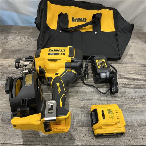 AS-IS DEWALT 20V MAX Lithium-Ion 15-Degree Electric Cordless Roofing Nailer Kit
