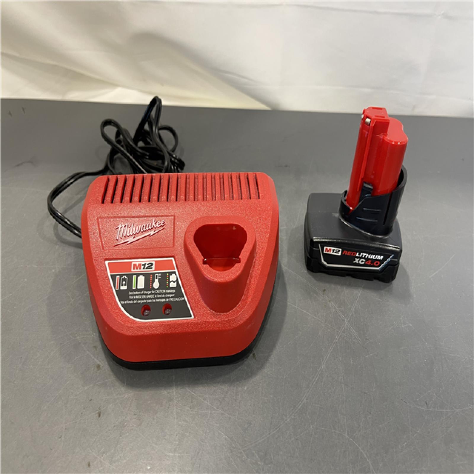 AS-IS - Milwaukee M12 12-Volt Lithium-Ion XC Battery 4.0 Ah and Charger Starter Kit
