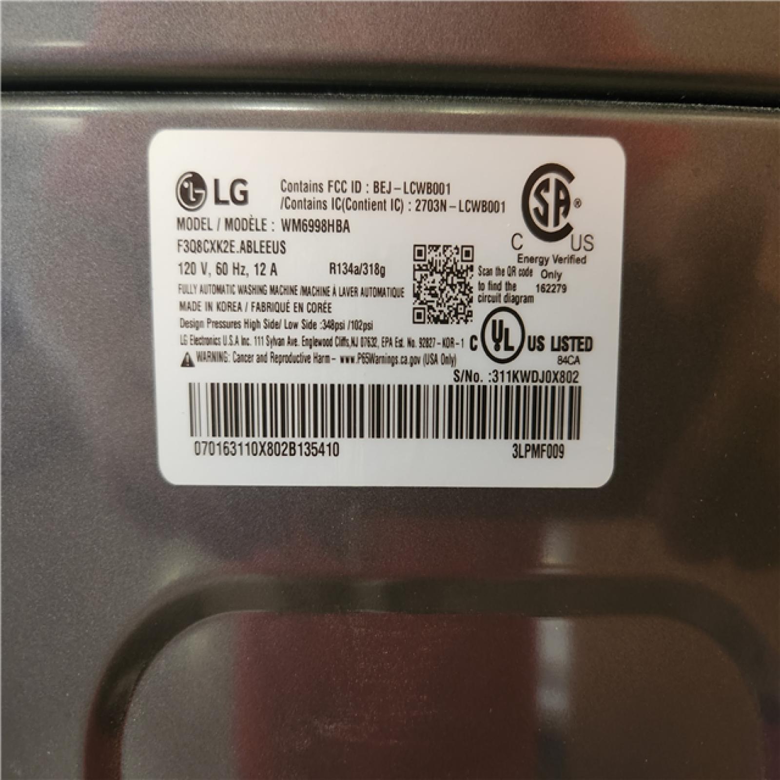 Phoenix Location LG 5.0 cu. ft. Mega Capacity Smart Front Load Electric All-in-One Washer Dryer Combo with TurboWash360 WiFi in Black Steel